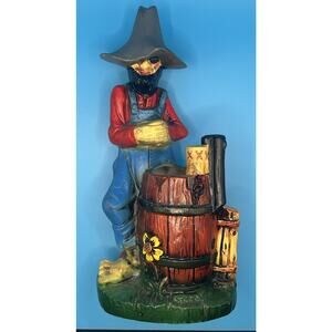 Vintage Ceramic Hillbilly Moonshine Bar Tools Holder Figure Or Planter
